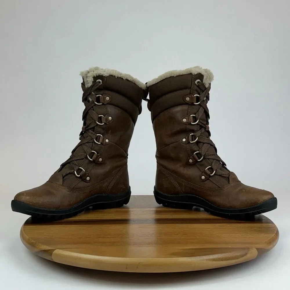 Womens TImberland Mount Hope Mid Fur Brown Leather Winter Trail Boots Size 7 M - Picture 6 of 10